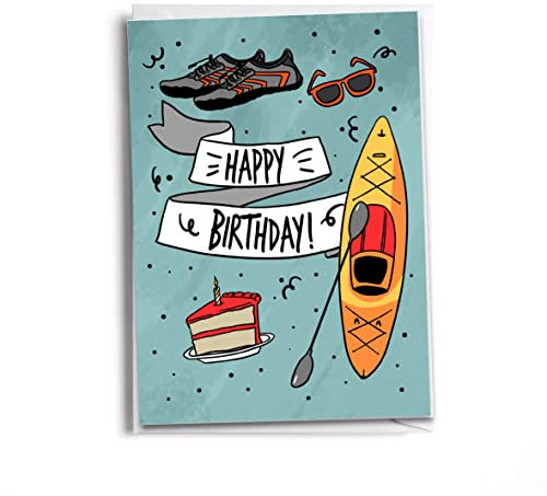 Sole Inspired Happy Birthday Adventure Lover | Kajak und See Liebhaber Karte | Wasser und See Leben Karte