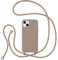 ZTOFERA Crossbody Lanyard Case for iPhone 14 Plus (6.7), Liquid Silicone Protective Phone Case with Adjustable Strap Neck Cord Necklace Girls Women Soft Cover for iPhone 14 Plus, Brown
