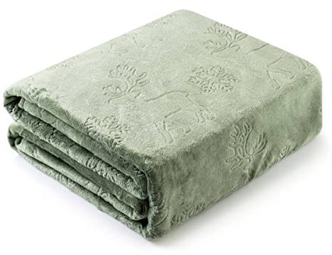 FEBE Kuscheldecke Weihnachten Hellgrün 220x200 cm Flauschig Tagesdecke Fleecedecke Flanell Decke Sofadecke Für Couch Wohndecke Wendedecke als Sofaüberwurf oder Wohnzimmerdecke