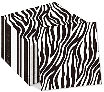 40Pcs Safari Zebra Animal Print Servietten Einweg Dschungel Tiere Zebra Abendessen Papierservietten Textur Geschirr Geburtstag Baby Shower Party Supplies