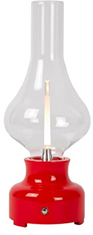 LUCIDE JASON - wiederaufladbare Tischlampe - Akku/Batterie - Ø 12 cm - LED 3 StepDim - 1x2W 3000K - Rot