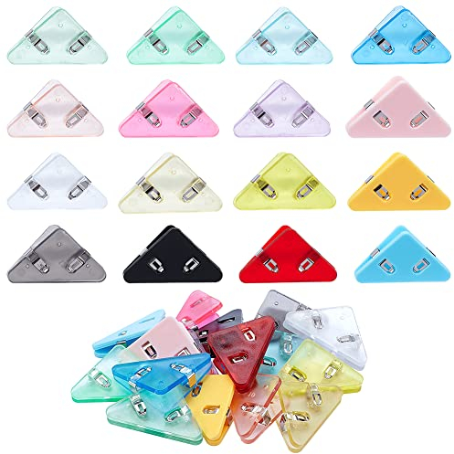 WEBEEDY 32 Stück Papier Eckenschutz Clips Dreieckige Büroklammern Dokumenten Buchecken-Clips Papier Binder Clips Vielzweckklammern Für Büro, Schule, Lesen, Schüler, Lehrer, Geschenke (16 Farben)