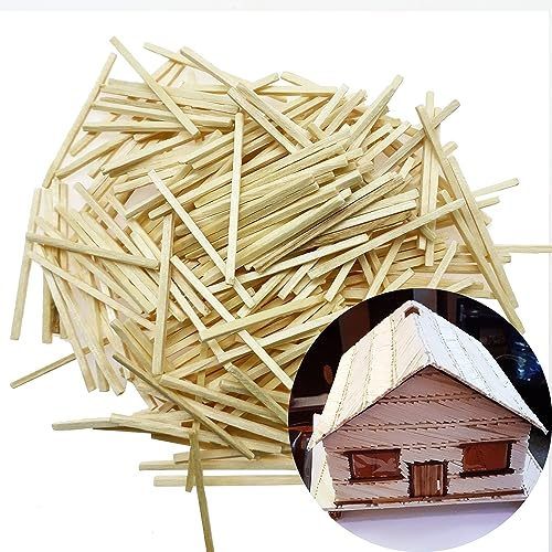 Cayway 300 Stücke Miniatur Holz Sticks Hölzerne Dowels Unfinished Hartholz Streifen Natural für DIY Handwerk Modell Herstellung Produktion von Geländerhäusern (50mm*2mm*2mm)