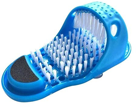 Shower Exfoliating Feet Foot Massager Spa Scrubber Washer Cleaner Wash Slipper Foot Brush for Dead Skin (Blue)