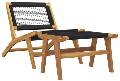 vidaXL Gartenstuhl mit Fußstütze Terrassenstuhl Balkonstuhl Essstuhl Holzstuhl Klappstuhl Stuhl Gartenmöbel Garten Terrasse Massivholz Teak Polyester