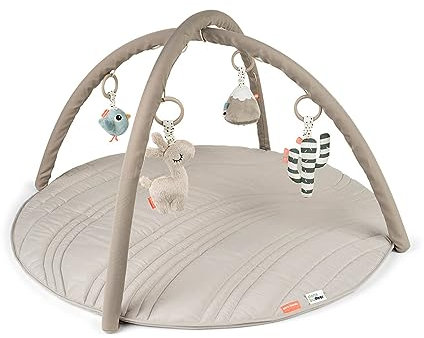 Done by Deer Spielbogen mit Krabbeldecke Lalee Sand - Aktivitätsspielzeug baby ab 0 monate - 4 hängenden Spielzeugen zur sensorischen Stimulation und Entwicklung