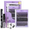B&Q Lash Extension Kit B01+B02+B19 Eyelash Extension Kit 156 PCS Lash Clusters 8-18mm Cluster Eyelash Extensions Kit with Lash Bond and Seal Lash Applicator Tool (Kit,Andromeda)