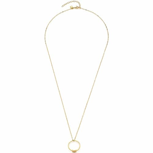JEWELS BY LEONARDO Ciao Leda Damen Halskette aus Edelstahl IP Gold mit goldfarbenem Ring Anhänger mit Glaskristall, Länge 60-65 cm, schönes Schmuck Geschenk 023307