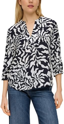 s.Oliver Damen 2142573 Bluse, 59A1 blau|weiß, 40