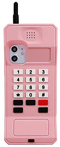 UnnFiko 3D Silicone Case Compatible with iPhone 15 Plus, Retro Classic Creative Soft Rubber Bumper Cover Cool Fun Thick Protective Stand Case (Retro Cellphone Pink, iPhone 15 Plus)