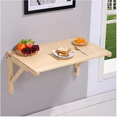Pine Wood Wall Mounted Table Folding Table,Floating Table Kitchen Dining Table,Small Space Collapsible Home Bedroom Office Workbench,Study Desk,Varnish Color (140x50/55x20in)