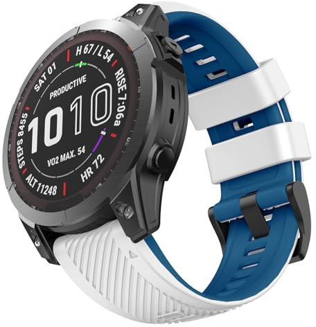 OVERSTEP Armband für Garmin Fenix 7/Fenix 6/Fenix 5 Armband, 22mm Silikonarmband Sportarmband für Garmin Epix Pro 47mm/Fenix 7 Pro/Fenix 6 Gps/Fenix 5 Plus/MARQ Aviator/Quatix 5