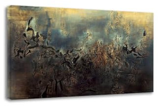 FITSEN Zao Wou-Ki Poster „Dawn (no Evening or Morning)“ Berühmte Gemälde Leinwandbild Giclée-Druck auf Leinwand Abstrakte Leinwand-Wandkunst für Wohnzimmer, 70 x 105 cm gerahmt