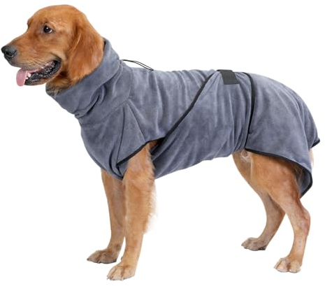 PETTOM Peignoir Chien Super Absorbant, Serviette Chiens Séchage Rapide en Microfibre pour Bain Plage Pluie (Gris, M)
