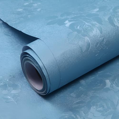 Blooming Wall Peel and Stick Prepasted Gold Damasks Floral Wallpaper (Blue)