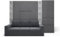 MAXIMAHOUSE Schrankbett vertikal mit Sofa, 2 Regalen und Kleiderschrank, Invento LED 140V mit Lattenrost aus Holz, Wandklappbett 140x200 modern Design (Weiß/Grau Glanz + graues Sofa)