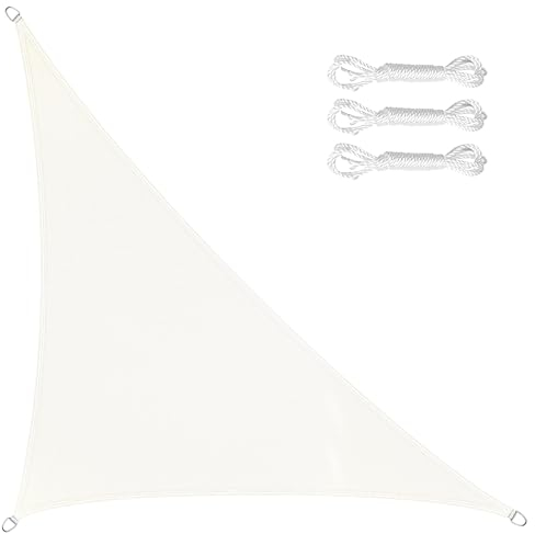 LEcylankEr Voile d'ombrage Rectangulaire Triangulaire PES Polyester Voiles d'ombrage Toile Ombrage imperméable UV Protection avec Corde de Fixation(3 * 3 * 4M, Blanc)