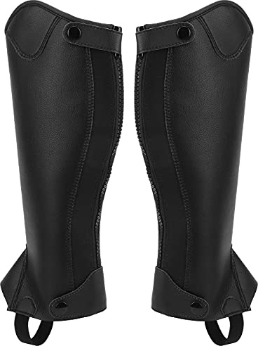 HERCHR Mezze Ghette da Equitazione per Bambini Ghette per Bambini Ghette da Equitazione Equipaggiamento Protettivo per Equestre Mezze Ghette in Pelle con Cerniera Unisex per Bambini(CXL)
