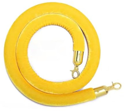 BNZCZY Gelbes Samtseil, Hinteres Leitplankenseil Der Warteschlange, Hindernisseil Zur Massenkontrolle mit Goldenem Haken,für Kinos, Hotels, Veranstaltungen Auf Dem Roten Teppich, Partys(Size:1.5M)