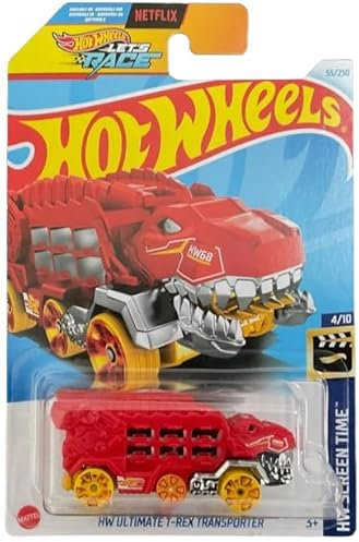 Hot Wheels T-Rex Transporter, rouge, temps d'écran HW 4/10