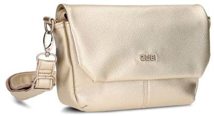 Zwei Damen Handtasche Mademoiselle.M M40 kleine Umhängetasche 1 Liter breite Crossbody-Bag mit Magnetklappe & Reißverschluss klassisch-elegant (gold)