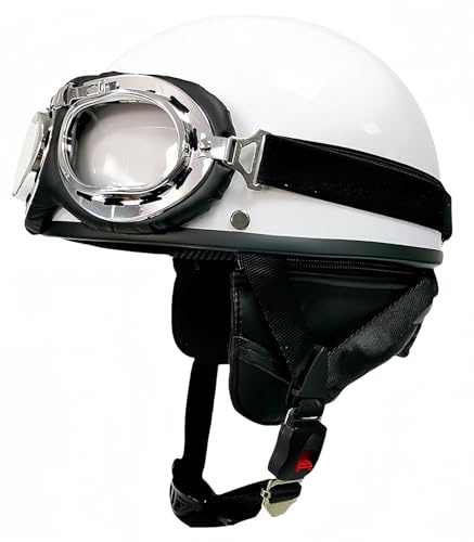 Retro-Motorradhelm, Moped-Helm mit Schutzbrille, Motorrad, Helikopter, Erwachsener, Street-Cruiser-Helm, Retro-Jet-Helm, ECE/DOT-Zulassung