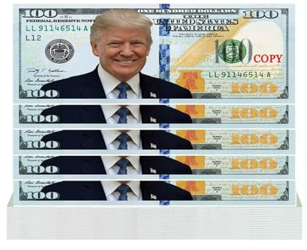 YIQILAFADA 100 Stück Donald Trump Rechnungen, Präsident Donald Trump Geldscheine, farbige Vorder- und Rückseite, machen Amerika wieder großartig