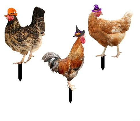URPIZY Estacas de jardín, figura de jardín, figura de pollo, decoración de jardín, animales, pollitos, figura decorativa, decoración de Pascua, figuras, taburete de valla acrílica, césped, decoración