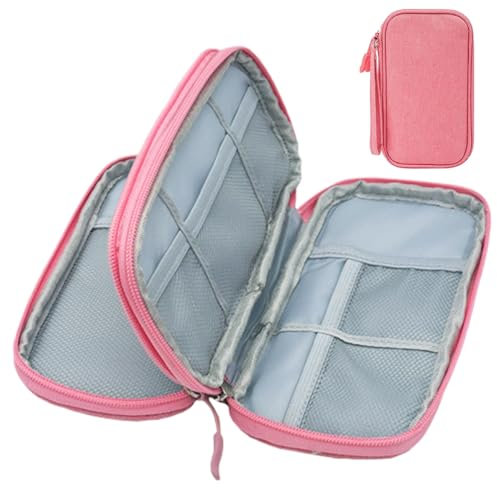 Cable Organiser Bag, Double Layers Electronics Travel Organizer, Compartments Computer Accessories Bag with Zipper and Handle for Power Bank Cords Earphones Flash Drive