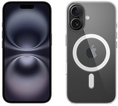 Apple iPhone 16 256GB: 5G Mobile phone with Apple Intelligence - Black + Clear Case with MagSafe