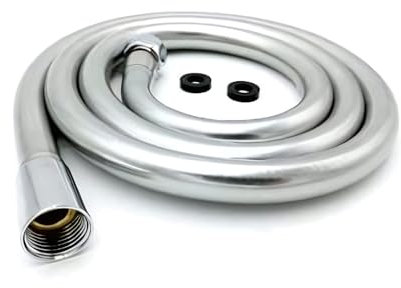 Tuyau de douche en PVC lisse argenté de 2 m avec finition chromée – Accessoires de douche durables, flexibles et élégants pour salle de bain moderne