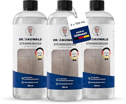 Dr. Rauwald Steinreiniger 3 x 750 ml – Effektive Reinigung für Stein- und Fliesenoberflächen – Umweltfreundlich – Für drinnen & draußen – Made in DE