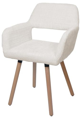Mendler Esszimmerstuhl HWC-A50 II Holz Chenille - Creme