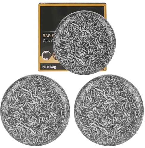 Schwarze Seife für graues Haar 3pcs Frauen Männer Haar dunkler Shampoo Bar natürliche Haarseife für graue Haare Reparatur und Haarverdunkelung: 60g