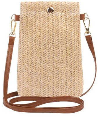Moorle Handytasche Zum Umhängen Damen, Umhängetasche Damen Klein, Strohtasche für Frauen, Strohtasche für Sommer Urlaub Strand Reisen