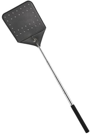 Matamoscas Extensible, Matamoscas de Cueri PU, Mata Moscas Manual, Trampa Moscas, Fly Swatter, con Mango Telescópico de Acero Inoxidable, para Interior y Exterior