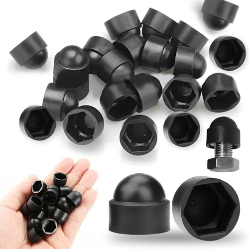 50 Stück Hutmuttern M8 Kunststoff, Schutzkappen für Schrauben M8 Schraubenkappen Schwarz, Kunststoffkappen Sechskant Schraubenabdeckung, Schrauben Abdeckkappen für Mutter Gewindestange & Gewindebolzen