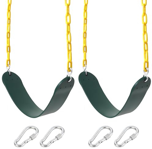 Take Me Away 2-Pack Heavy Duty Swing Seat with 66 Anti-Rust Chains & Quick-Connect Snap Hooks, 500lb Capacity Replacement Swing Set for Outdoor Playgrounds & Backyards