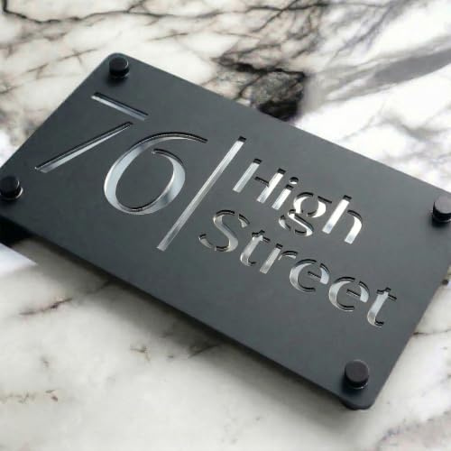 Housics Personalised 3D Acrylic House Number Sign, Door Plaque, Front Door | Laser cut Design, Mirror Effect outside wall Sign, weatherproof finish, easy mounting