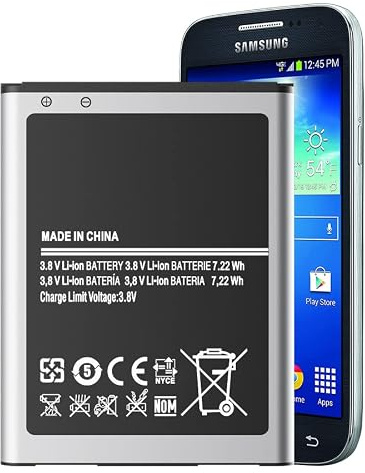 Ersatzakku für Samsung Galaxy S4 Mini - kompatibel mit EB-B500BE / EB-B500BU - passend für GT-i9192, i9195, i9198 (inkl. Duos, LTE, Dual SIM Varianten)