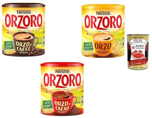 Italian Gourmet Bundle Lösliche Gerstengetränke Mix 120 g Klassisch 180 g Gerste Kakao 120 g Gerste Kaffee Heißgetränk Frühstück Pause Vorrat + Italian Gourmet Polpa