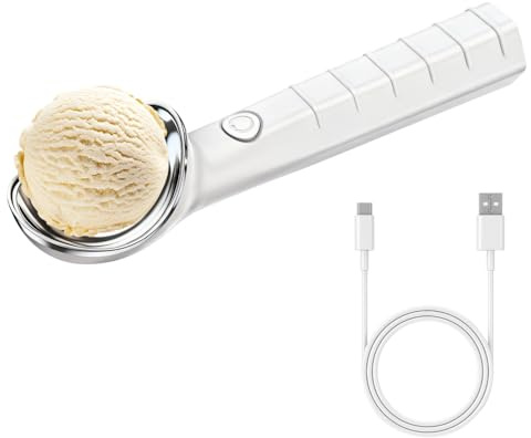 Cuchara eléctrica para helado con calefacción, porcionador de helado duro calentado, pala para helad autolimpiable, impermeable y recargable por USB, para el hogar, la cocina y las fiestas