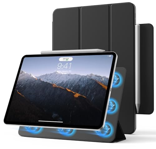 GKABXY Funda para iPad Air de 13 pulgadas 2026-2024, iPad Pro de 12,9 pulgadas 6/5/4 Gen | Para iPad Air de 13 pulgadas M4/M3/M2, fuerte adsorción magnética, compatible con lápiz Pro/USB-C, Auto Guardia/Dormir, Negro