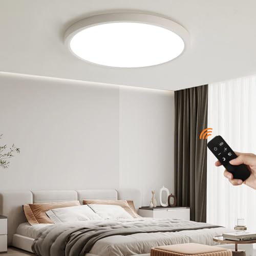 KUOP LED Deckenleuchte Dimmbar Groß 72W 6000LM Deckenlampe mit Fernbedienun | 60CM XXL LED Deckenleuchte Dimmbar Wohnzimmerlampe Weiß Schlafzimmerleuchte für Wohnzimmer Schlafzimmer, 60CM*2.5H