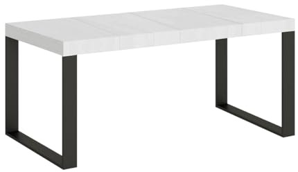 Itamoby Tecno Premium Ausziehtisch, 90/246 x 90 cm, Esche, weiß, mit anthrazitfarbenen Füßen