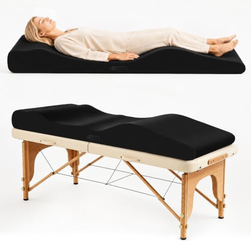 CGBE 3-en-1 Matelas Extension de Cils Wave Ergonomique 180 x 60 cm - Noir | Surmatelas Table de Massage Haute Densité Mousse, Housse Velours Lavable, Antidérapant pour Massage Spa & Salon de Beauté