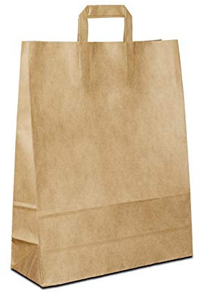 Papiertüten Braun mit Flach-Henkel I 250 Stk. 26+12x35cm I Papiertragetasche für Einzelhandel, Hochzeit, Geburtstag, TO-GO I Geschenktüten aus Kraftpapier I HUTNER