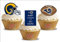 12 x American Football Los Angeles Rams Trio Mix - Fun Novelty Birthday Premium Stand UP Edible Wafer Card Cake Toppers Decorations
