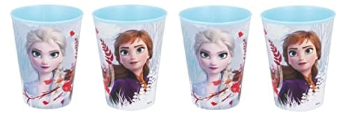 Theonoi Lot de 4 gobelets pour enfant - 260 ml - Au choix : Minnie Pony Princess Frozen PawPatrol - Verre plastique sans BPA - Cadeau fille (4 x La Reine des Neiges)