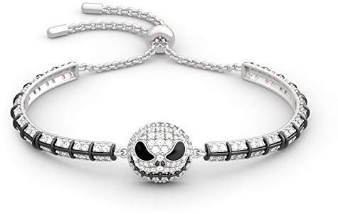 Jeulia - Bracelet à Breloques Jack avec Skellington 2,5 carats pour Femme- Argent Sterling 925 - Nightmare Before Christmas - Bracelet à maillons avec chaîne Infini réglable